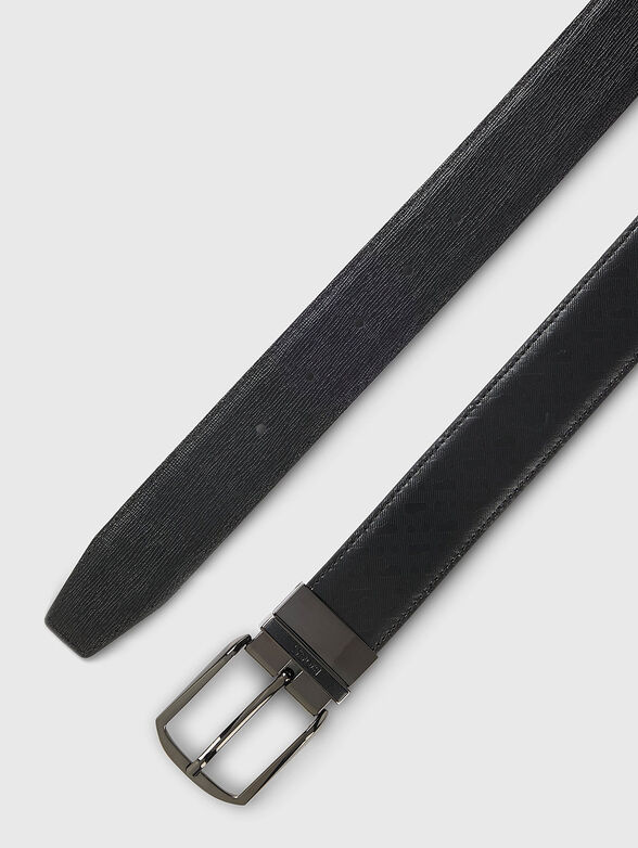 Leather belt with logo print - 3