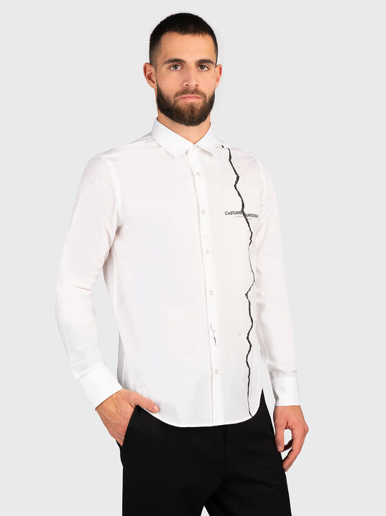 White shirt with print accent  - 1