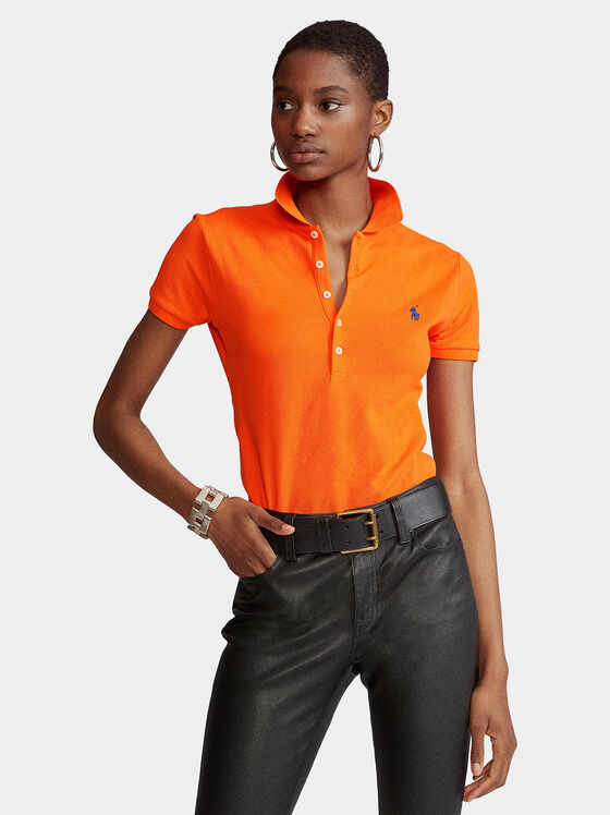 Orange polo-shirt with logo detail - 1
