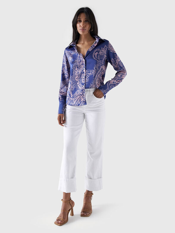 Satin shirt with accent print - 2