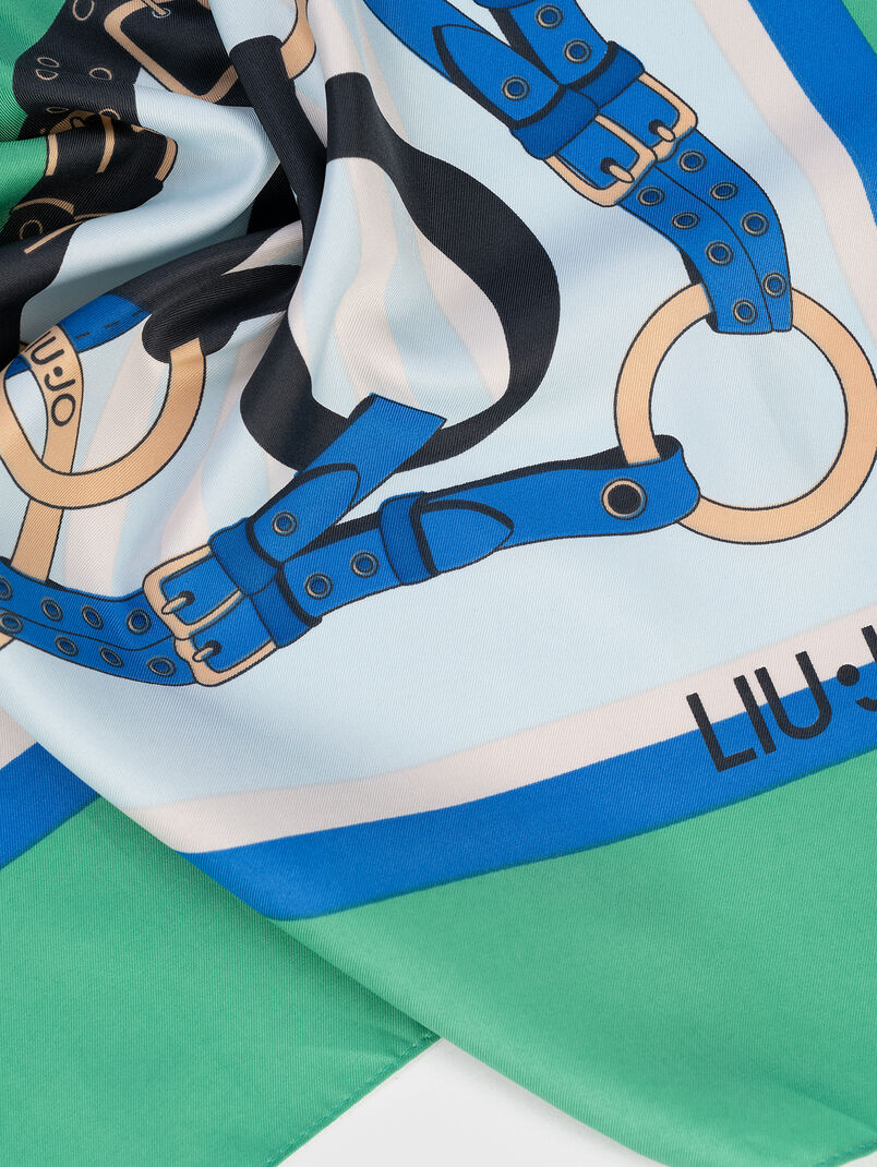 FOULARD green scarf with print - 3