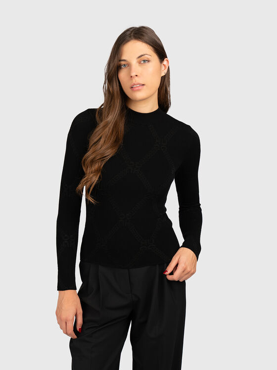 Pulover negru SATER cu logo monogramat - 1