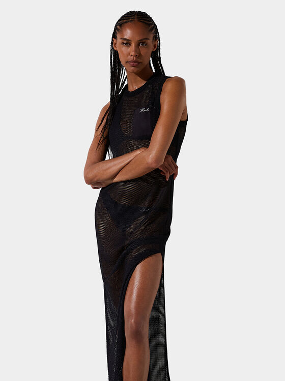 Black mesh dress with pocket - 1