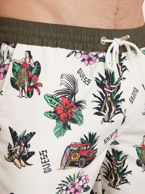 Beach shorts with floral print - 4