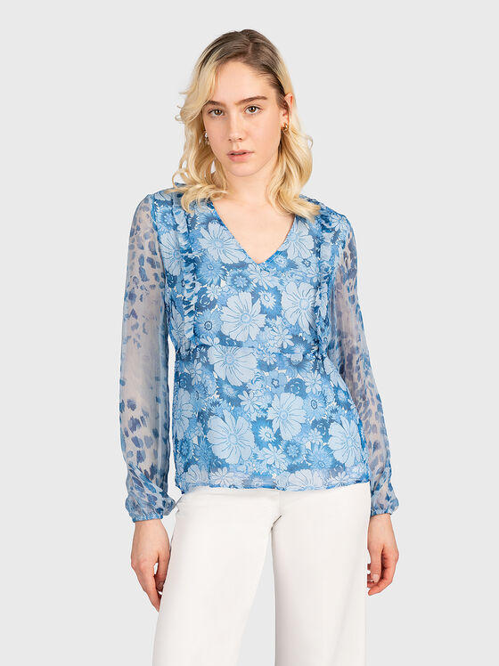 Floral print V-neck blouse - 1