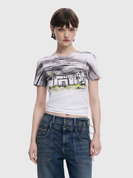Tricou din bumbac cu imprimeu accentuat - 1