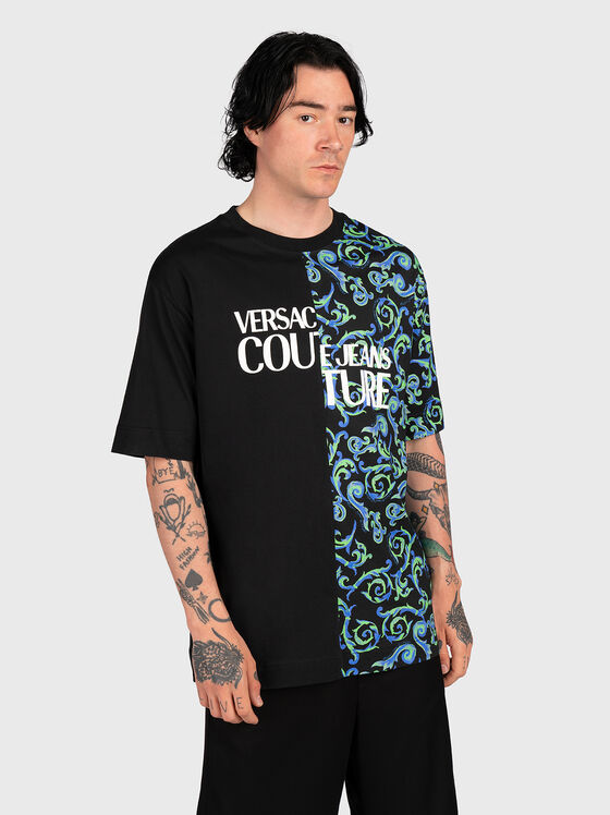 Cotton T-shirt with baroque print - 1