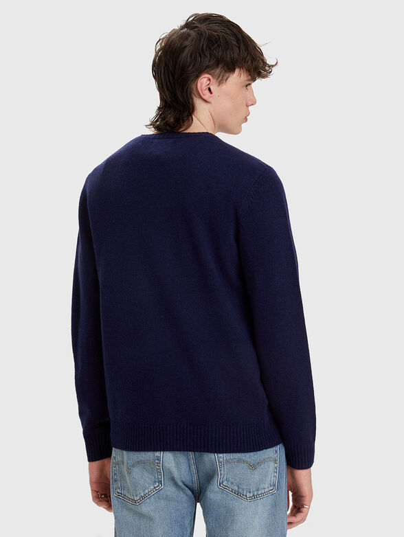 Dark blue sweater with contrast logo - 2