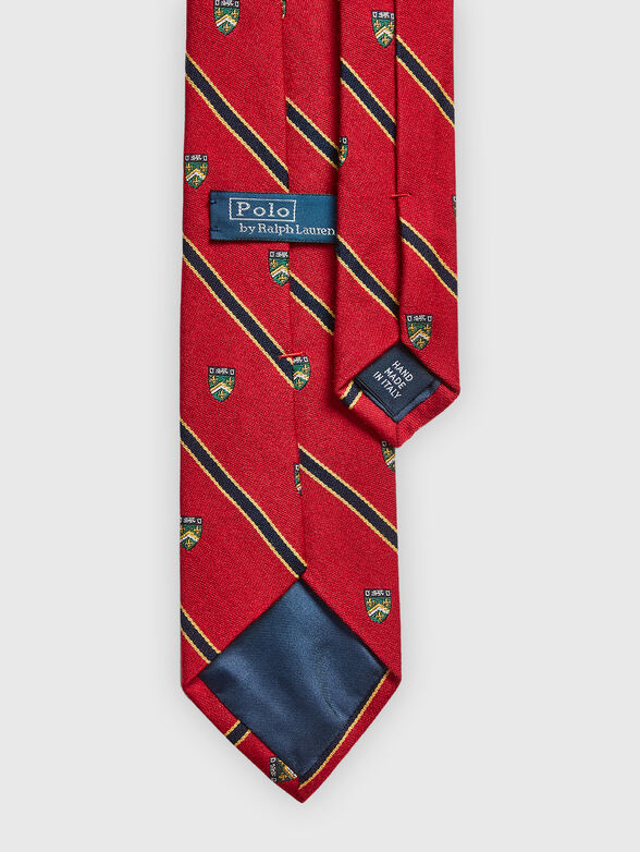 Monogram print red tie - 2