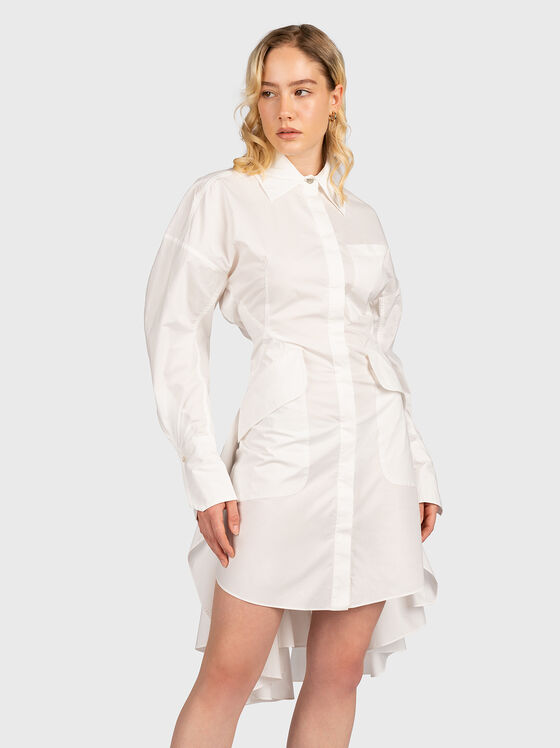 White shirt dress with accent back - 1