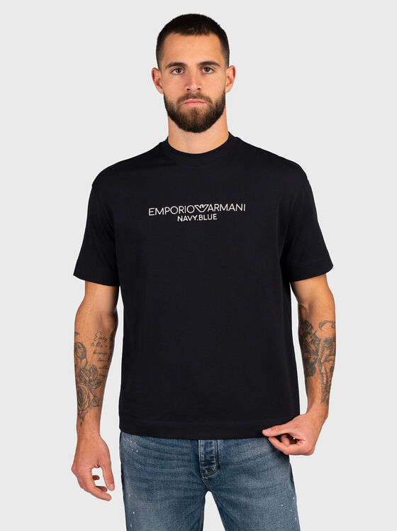 Logo embroidered cotton T-shirt - 1