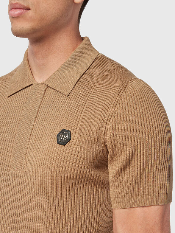 Ribbed polo shirt with logo  - 4