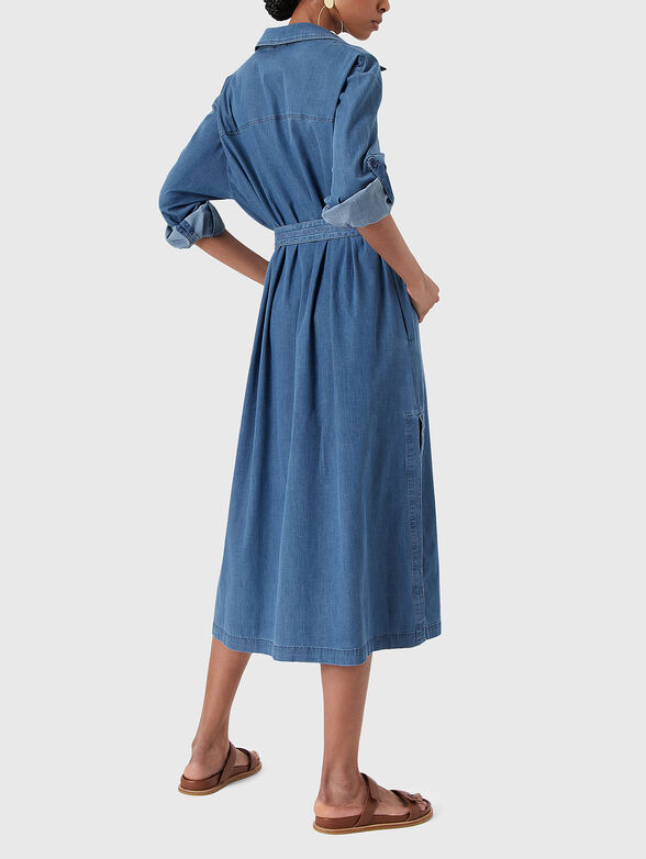 Midi denim dress with belt - 2