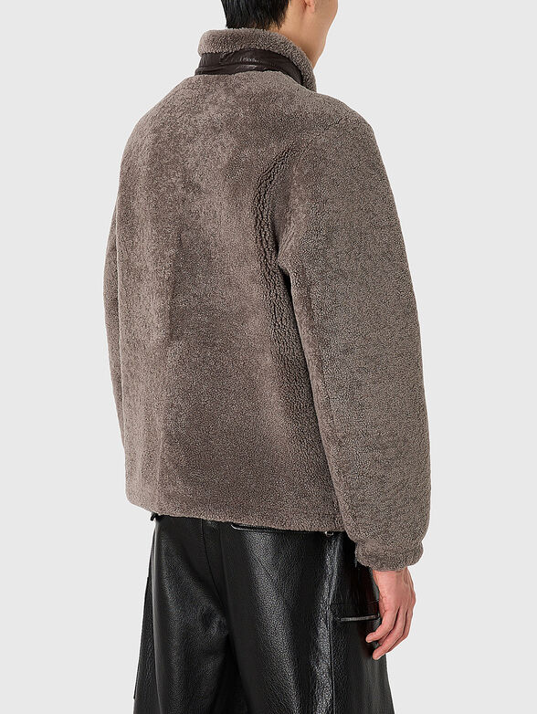 Double faced leather jacket with pockets - 3