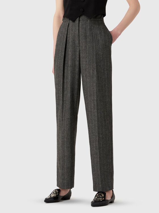 Pantaloni cu talie înaltă din amestec de lână - 1