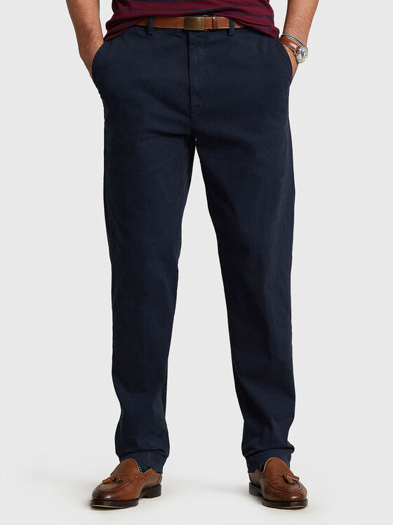Pantaloni din bumbac albastru închis - 1