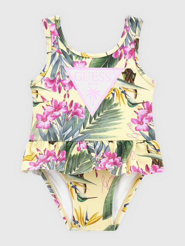 Tropical print one piece swimsuit - 1