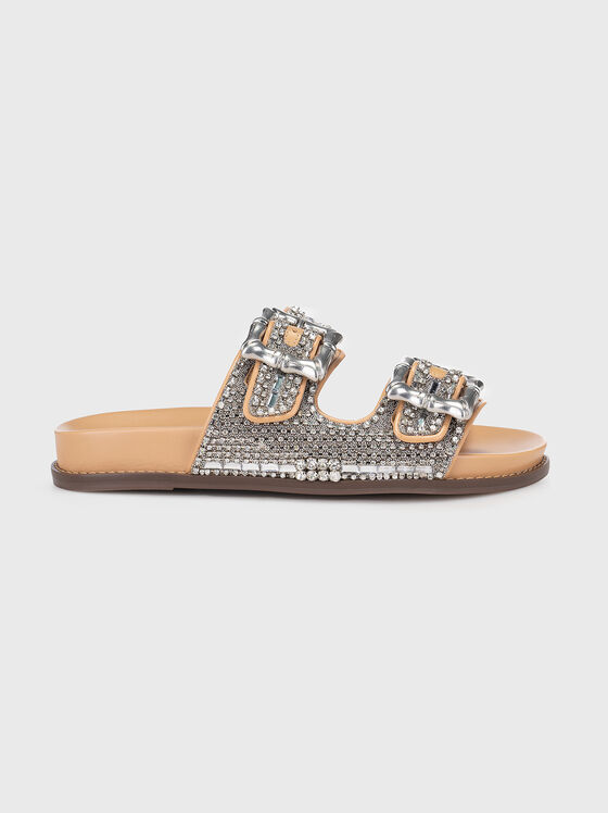 Slippers with appliquéd rhinestones - 1