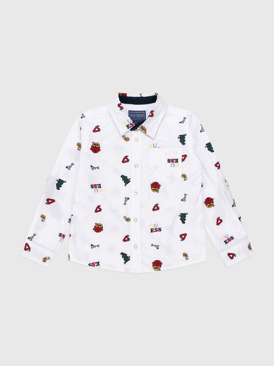 Poplin shirt with multicolored print - 1