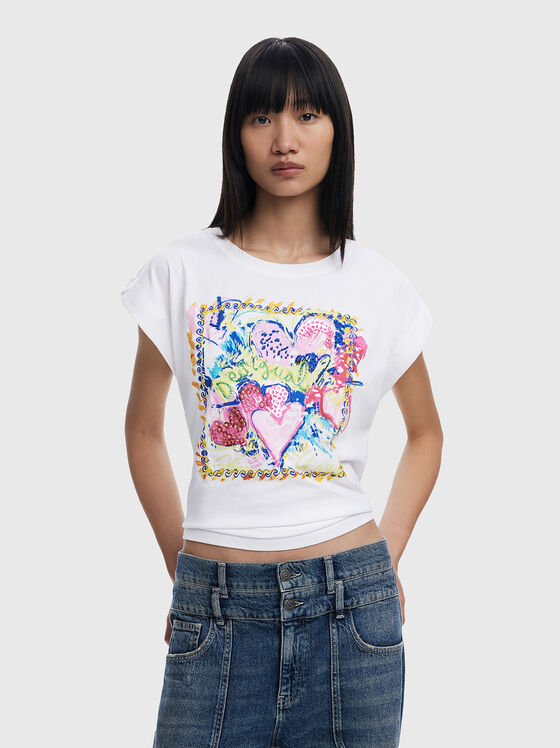 Tricou cu imprimeu și paiete - 1
