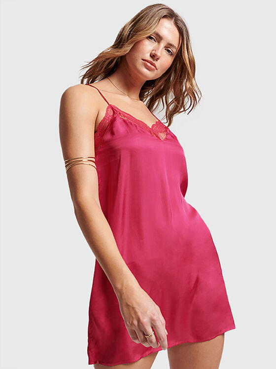 Rochie mini din satin cu dantelă - 1