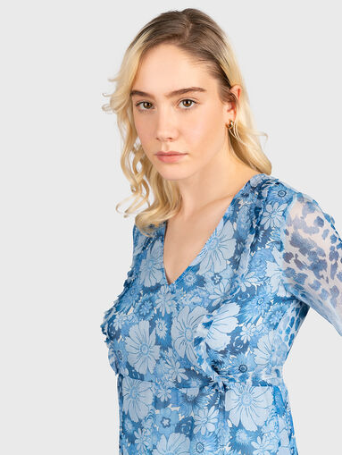 Floral print V-neck blouse - 5