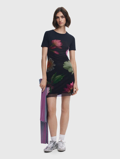Mini dress with floral accents - 4