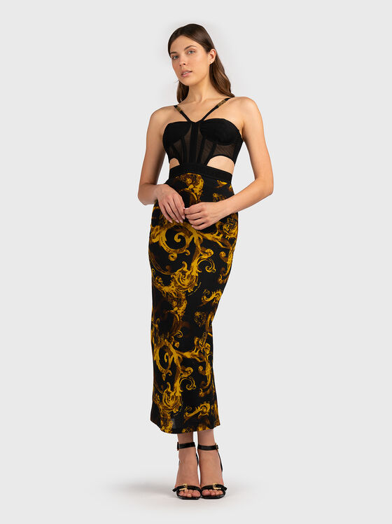 Rochie cu imprimeu baroc și elemente semi-transparente - 1