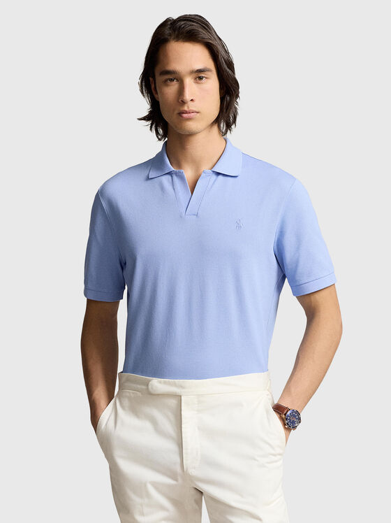 Tricou polo albastru din bumbac - 1