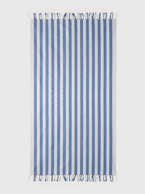 SUMMER GLAM beach towel with blue striped print - 1