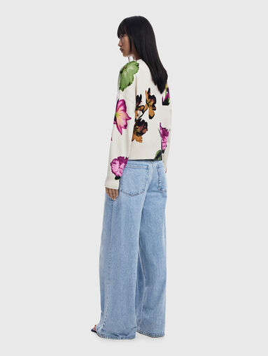 Cotton cardigan with floral print - 3