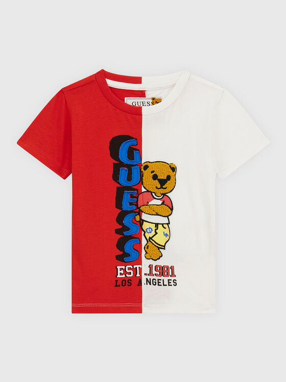 Tricou din bumbac multicolor cu broderie - 1