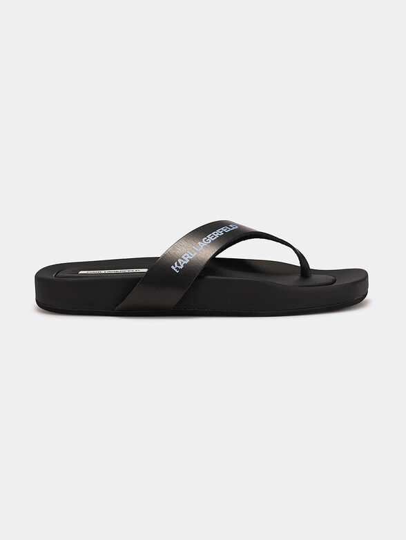 LIDO leather slides with logo - 1