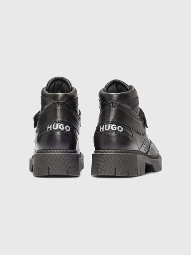 Leather boots with contrast logo - 4