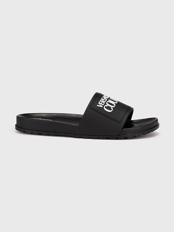 FONDO black slippers with logo lettering - 1