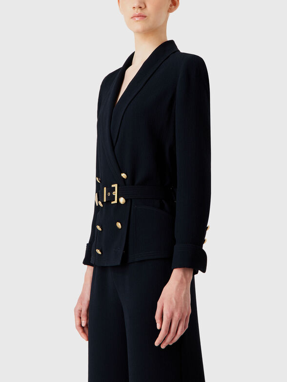 Double-breasted blazer with belt - 1
