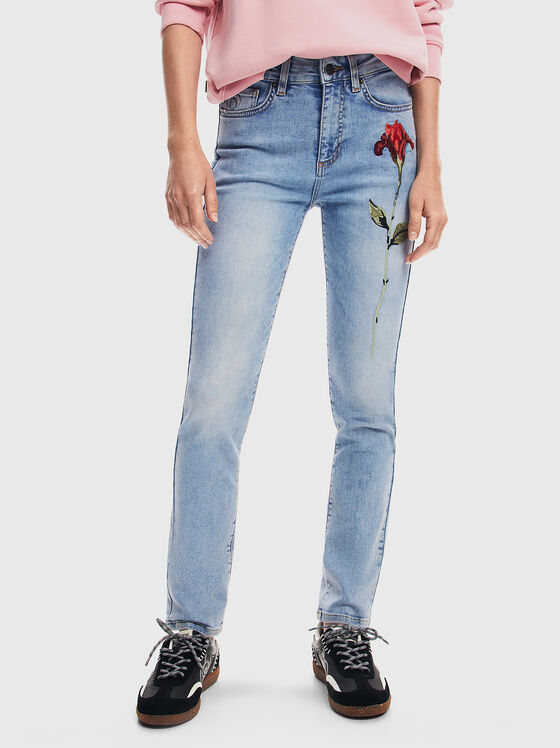 Blugi AINA cu broderie florală - 1