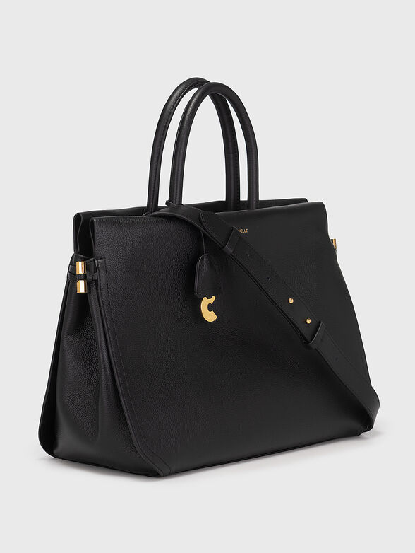 Black leather bag with gold details - 4
