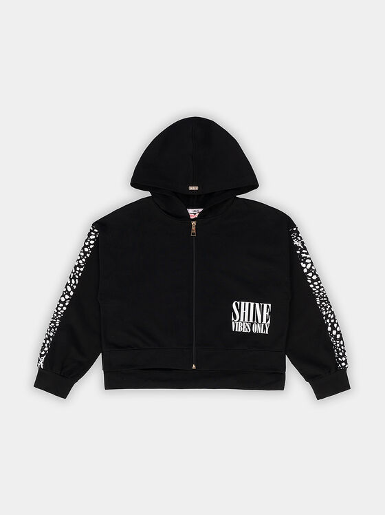 Black hooded sweatshirt with contrasting print - 1