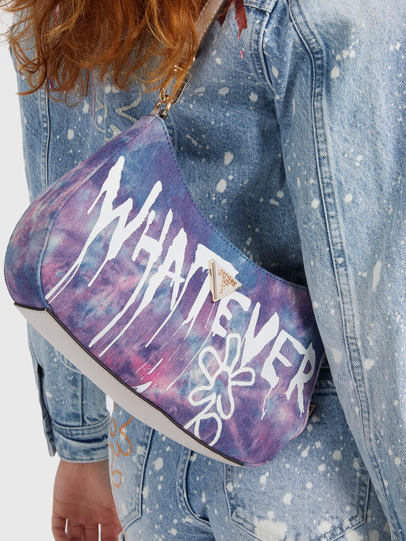 Graffiti print denim hobo bag - 4