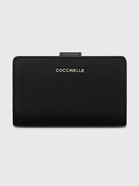 Portofel negru din piele cu accent logo - 1