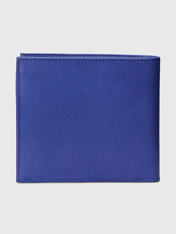 Blue leather wallet with logo detail - 2