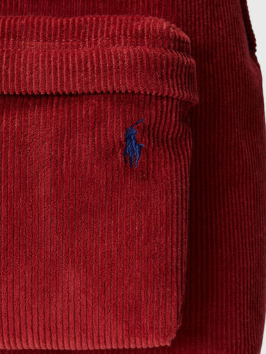 Backpack in red colour with velvet texture - 5