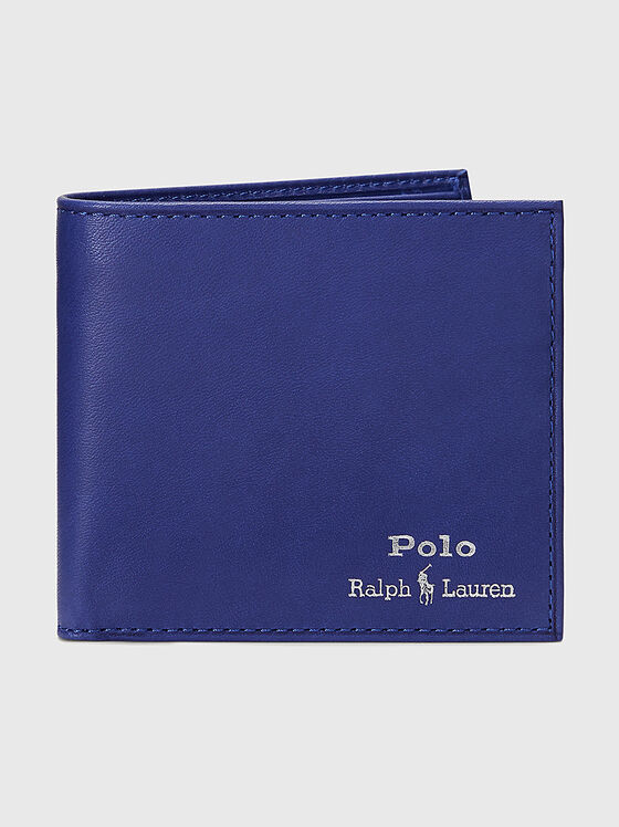 Blue leather wallet with logo detail - 1