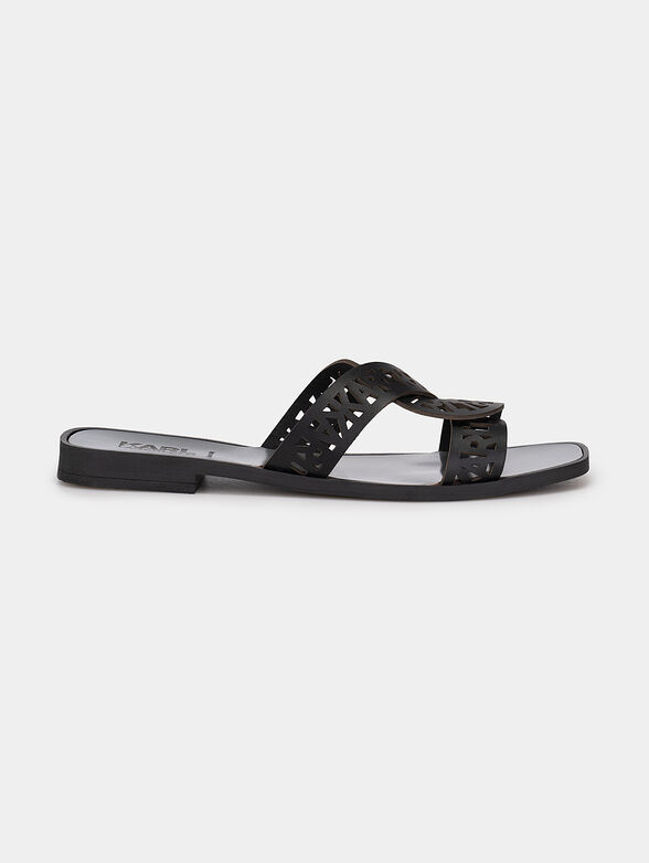 SKOOT leather slippers with logo accent - 1