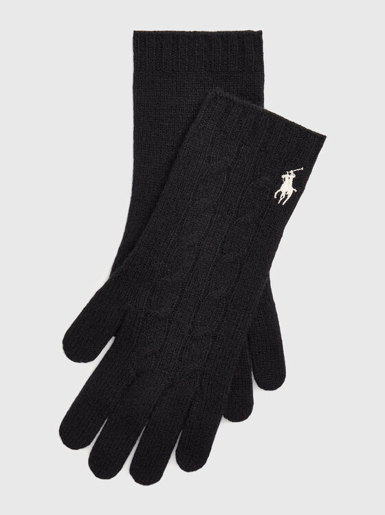 Contrast-logo gloves in wool  - 1