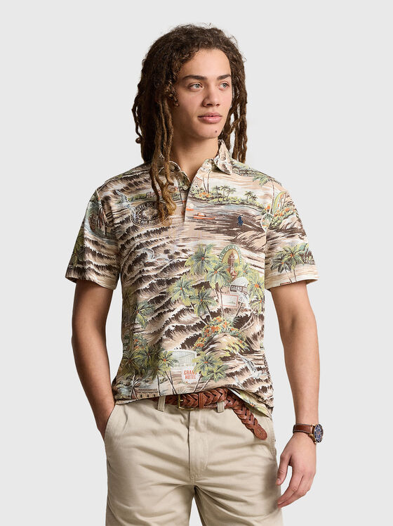 Tricou polo cu imprimeu tropical - 1