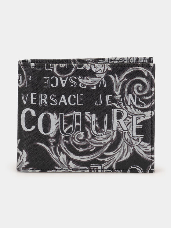 Leather wallet with logo motifs - 1