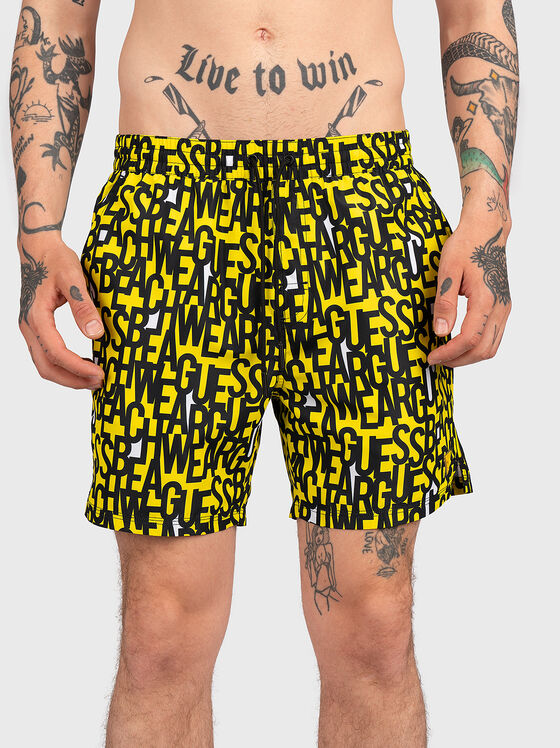 Multicolor beach shorts with logo inscriptions - 1