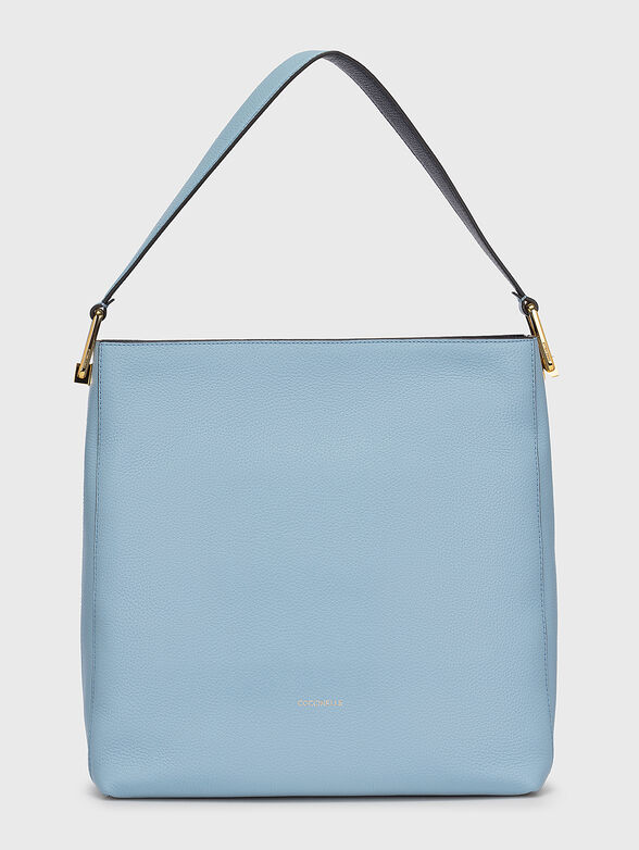 Blue leather bag with metal accents - 1